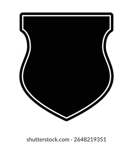 Empty Shield Vector, Heroic Badge Design Element in Black Silhouette.