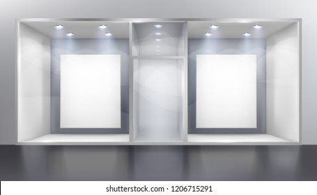 Empty shop displays. Empty space for exhibition. Vector illustration.