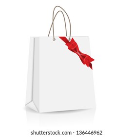 Empty Shopping Bag with bow and ribbon  for advertising and branding vector illustration