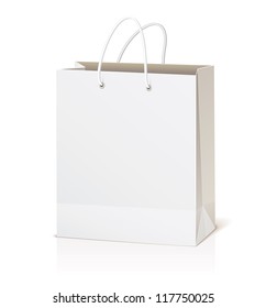 Empty shopping bag isolated on white background, vector illustration