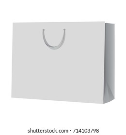 Empty shopping bag mockup. Realistic illustration of empty shopping bag vector mockup for web design isolated on white background