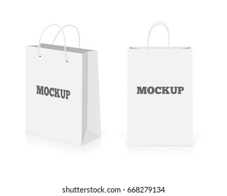 Empty shopping bags set isolated on white background. Vector illustration.