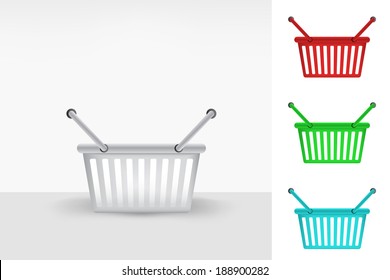 empty shopping basket colorful collection concept vector illustration