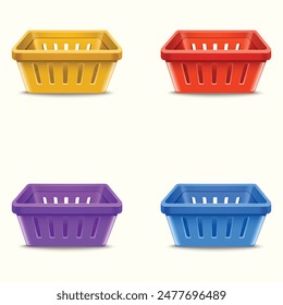 conjunto de iconos de cesta de la compra vacía