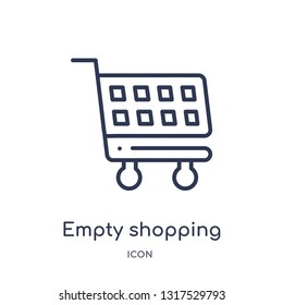 empty shopping basket icon from tools and utensils outline collection. Thin line empty shopping basket icon isolated on white background.