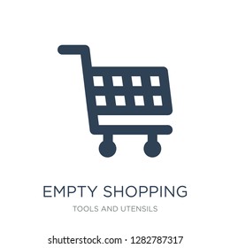 empty shopping basket icon vector on white background, empty shopping basket trendy filled icons from Tools and utensils collection, empty shopping basket vector illustration