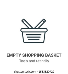 Empty shopping basket outline vector icon. Thin line black empty shopping basket icon, flat vector simple element illustration from editable tools and utensils concept isolated on white background