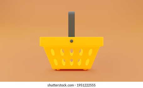 Cesta de compras vacía. Ilustración 3d realista. Vector