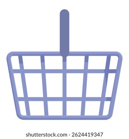 Empty shopping basket standing up with handle up, concept of online shopping and commerce
