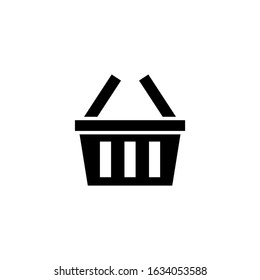 Empty shopping basket vector icon in black flat shape design isolated on white background 