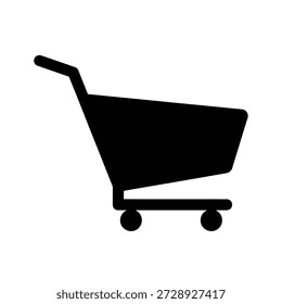 Empty shopping cart icon isolated on white background minimalist black design retail symbol