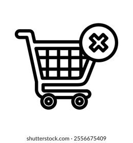empty shopping cart icon line vector illustration on white background.