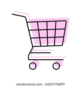 Empty Shopping Cart icon, empty, shopping cart, cart, retail color shadow thinline icon, editable vector icon, pixel perfect, illustrator ai file