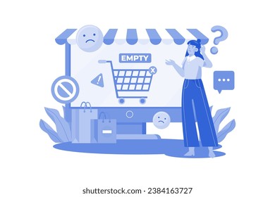 Empty Shopping Cart Illustration concept on a white background