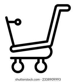 Empty shopping cart line icon. Market trolley with handle. Commerce vector design concept, outline style pictogram on white background, use for web and app. Eps 10