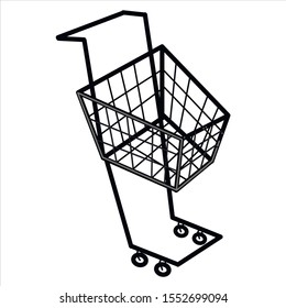 empty shopping cart outline isometric 