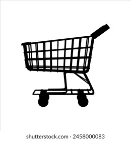 Empty shopping cart silhouette isolated on white background. Shopping cart icon vector illustration.