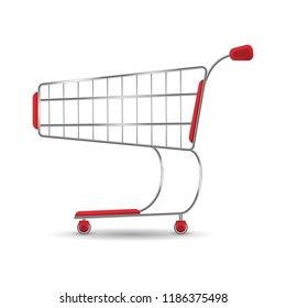 Empty Shopping cart trolley. Vector pushcart icon.