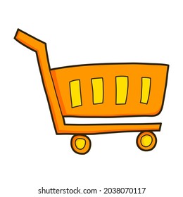 empty shopping cart trolley vector illustration icon design template with filled outline doodle hand drawn style for shop and market