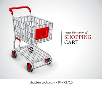 Empty Shopping Cart Vector Illustration Isolated On White Background