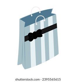 Empty Shopping paper bag doodle vector illustration.