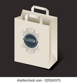 Empty shopping paper bag with place for advertising and branding. Mock up package