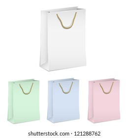 Empty shopping paper bags. Vector set