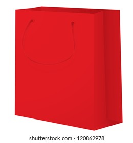 Empty Shopping Red Bag on white background