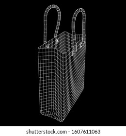 Empty shopping sale bag. Wireframe low poly mesh vector illustration