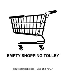 Empty shopping trolley icon isolated on background vector illustration. 