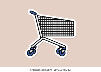 Ilustración vectorial de diseño de la cinta de compras vacía. Concepto de icono de objeto comercial y de compras. Carros de compras para productos vista lateral diseño de iconos de logotipo con sombra.