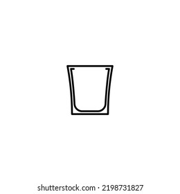 empty shot glass icon on white background. simple, line, silhouette and clean style. black and white. suitable for symbol, sign, icon or logo