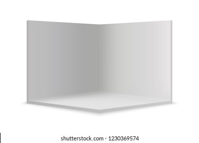 Empty Show Room With Square Corner. 3d Vector Illustration