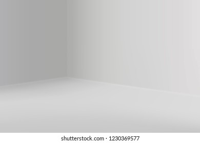 Empty show room with square corner. 3d vector illustration