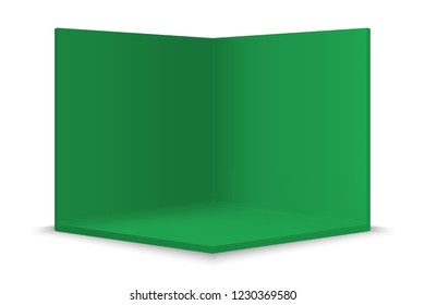 Empty show room with square corner. 3d vector illustration