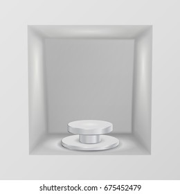 Empty Show Window, Niche Vector. Abstract Clean Shelf, Niche, Wall Showcase. Good For Exhibit, Presentations, Display Your Product.
