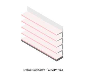 Empty showcase. 3d Vector illustration. Isometric projection.