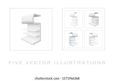 Empty showcase. Illustration isolated on white background. Graphic concept for your design