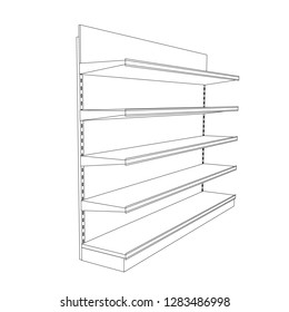 Empty showcase. Vector outline illustration.