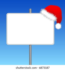 Empty sign with christmas cap