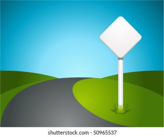 Empty sign with road vector background