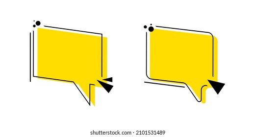 Empty sign speech bubble in memphis style. Modern yellow sign vector illustration isolated on white background. EPS 10