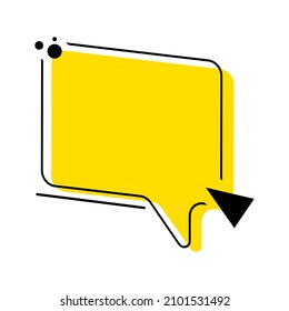 Empty sign speech bubble in memphis style. Modern yellow sign vector illustration isolated on white background. EPS 10