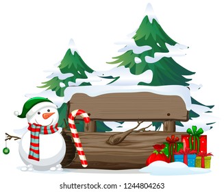 A empty signboard in winter illustration