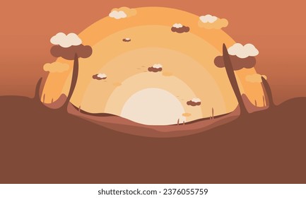 empty silhouette background in Africa  vector wallpaper, landscape illustration