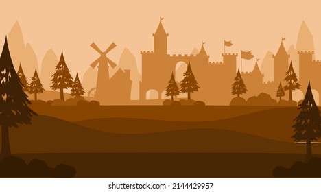 Ilustración de fondo medieval de silueta vacía