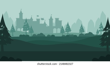 Empty silhouette medieval background illustration