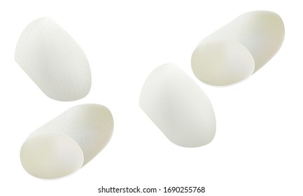 empty silkworm cocoons for facial clean, on white background