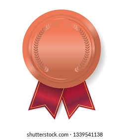 Empty silver bronze winner third place with red ribbons isolated on white background vector