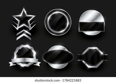 empty silver label and badges collection design